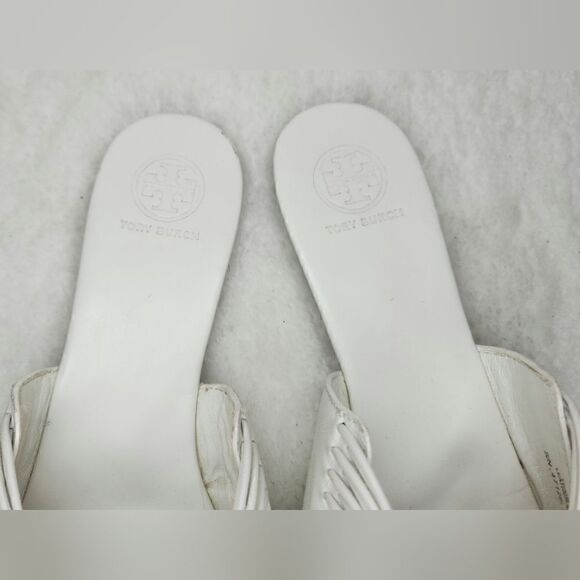 TORY BURCH White Sienna Pointed Toe Slip On Slide Flats size 8M - Picture 6 of 12